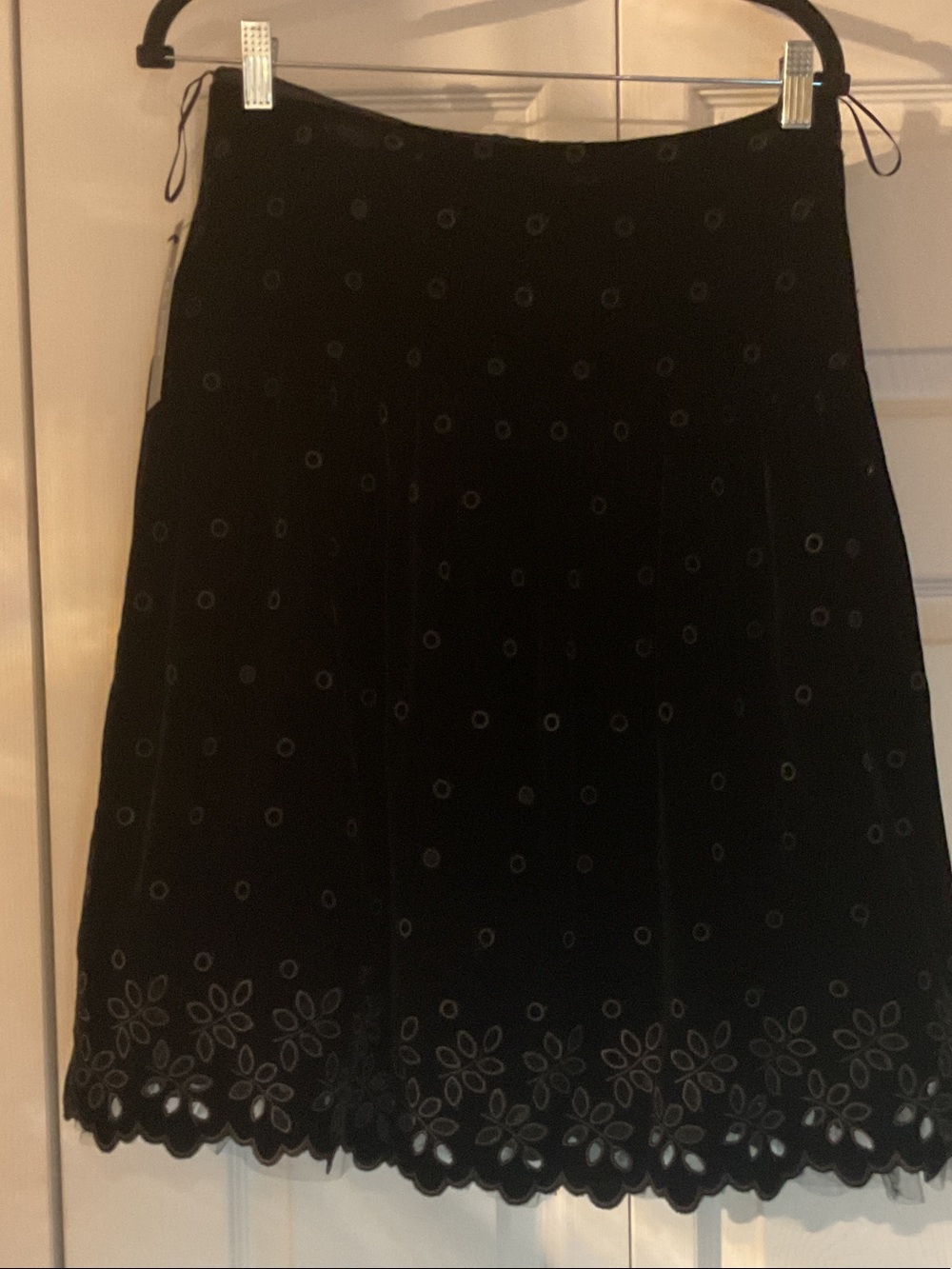 ABS Allen Schwartz Black A-Line Skirt with Eyelet Hem size 10 velvet nwt